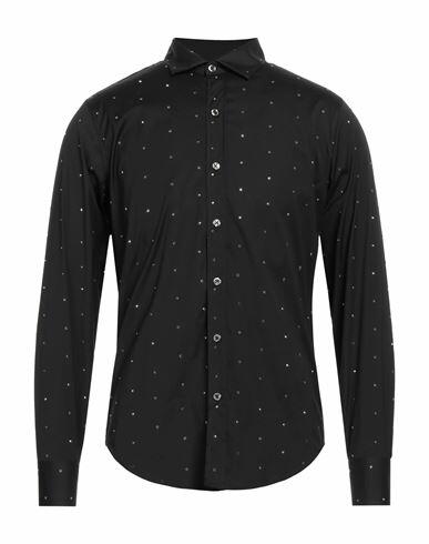 John Richmond Man Shirt Black Cotton, Elastane Cover