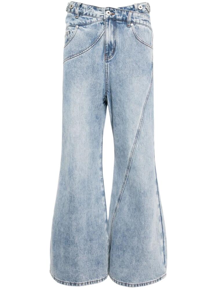 Feng Chen Wang crossover waistband wide-leg jeans - Blue Cover