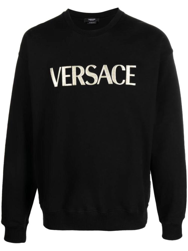 Versace logo-embroidery jersey jumper - Black Cover