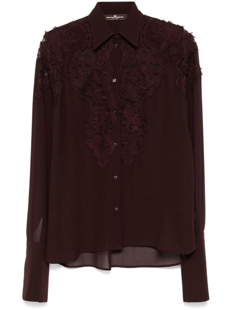 Ermanno Scervino lace-detail shirt - Brown Cover