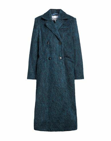 Ganni Woman Coat Slate blue Recycled wool, Polyamide, Mohair wool, Alpaca wool Cover