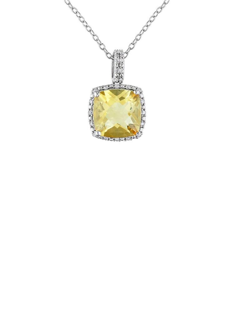 Sonatina Women's Sterling Silver, Citrine & Diamond Pendant Necklace/18" Cover