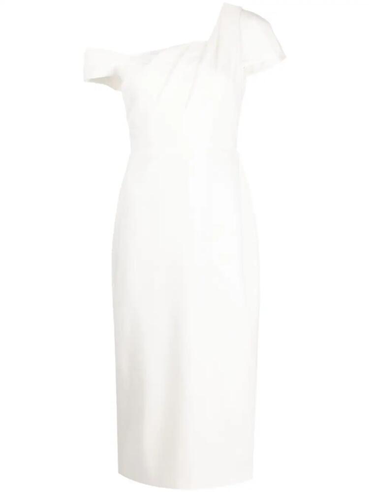 Marchesa Notte asymmetrical crepe midi dress - White Cover