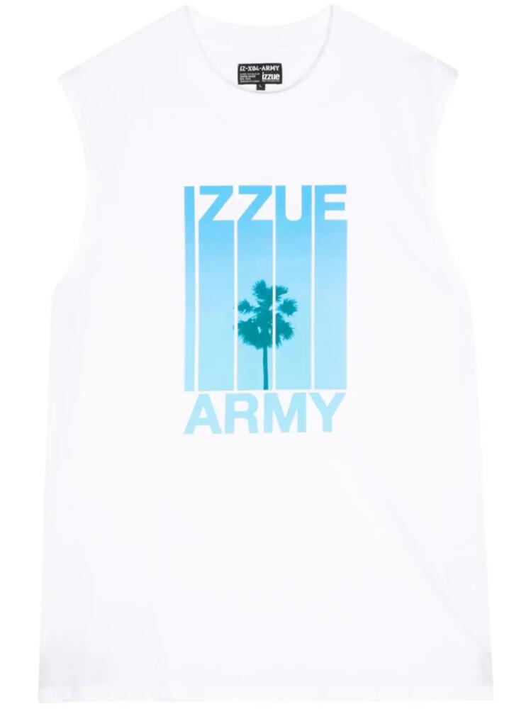 izzue palm tree-print cotton tank top - White Cover