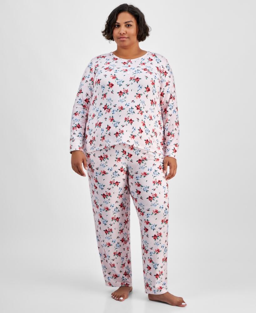 Charter Club Plus Size 2-Pc. Soft Knit Floral Pajamas Set, Created for Macy's - Winter Floral Pink Cover