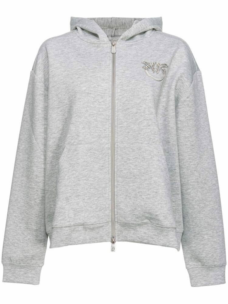 PINKO Love Birds-embellished zip-up hoodie - Grey Cover