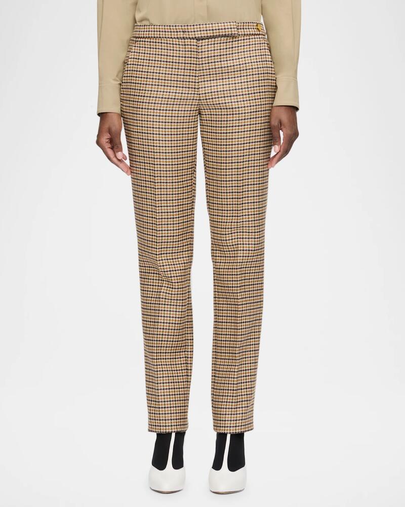 CALLAS Milano Teddy Plaid-Print Virgin Wool Pants Cover