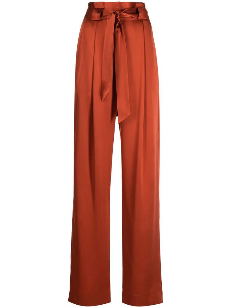 Michelle Mason high-waisted pleated silk trousers - Red Cover