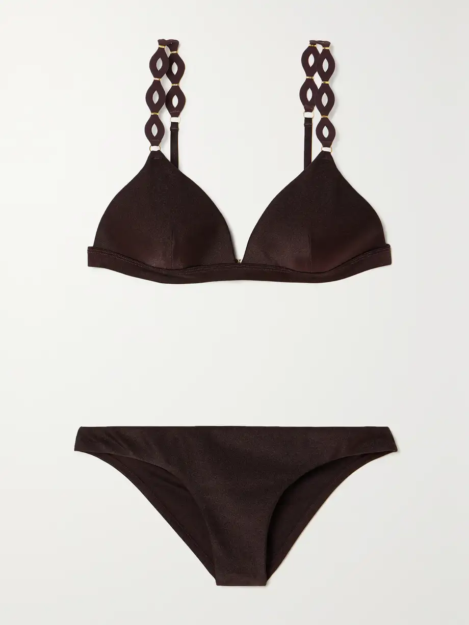 Zimmermann - August Embellished Triangle Bikini - Brown Cover