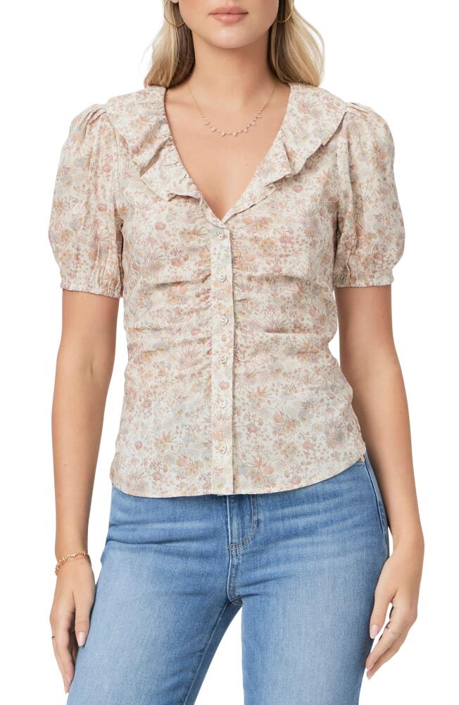 PAIGE Adara Floral Short Sleeve Button-Up Shirt in Cream Multi Cover