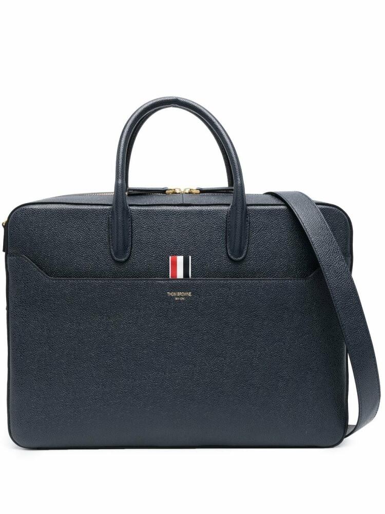 Thom Browne pebble-grain leather business bag - Blue Cover