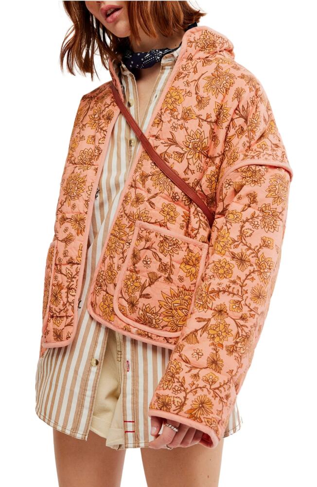 Free People Chloe Floral Print Jacket in Peach Combo Cover