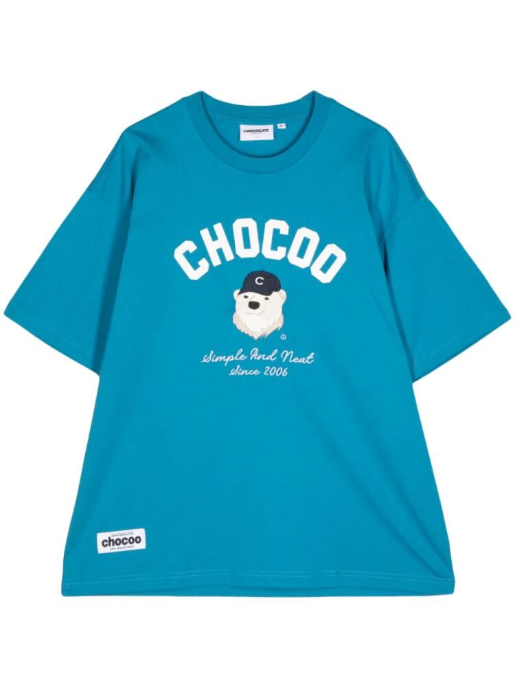 CHOCOOLATE logo-print cotton T-shirt - Blue Cover