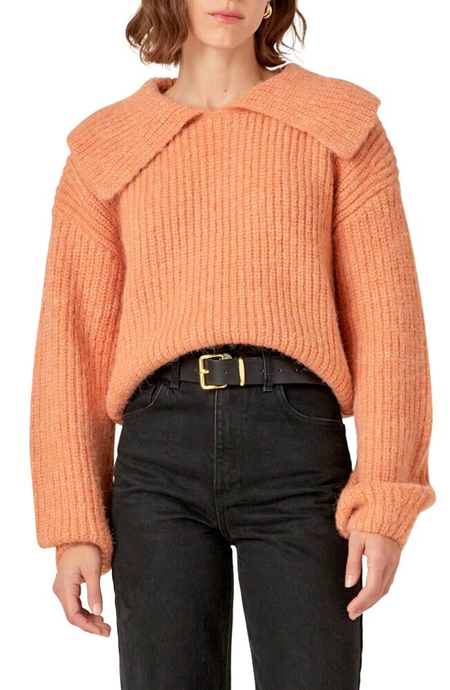 English Factory Collar Chunky Sweater in Peach Cover