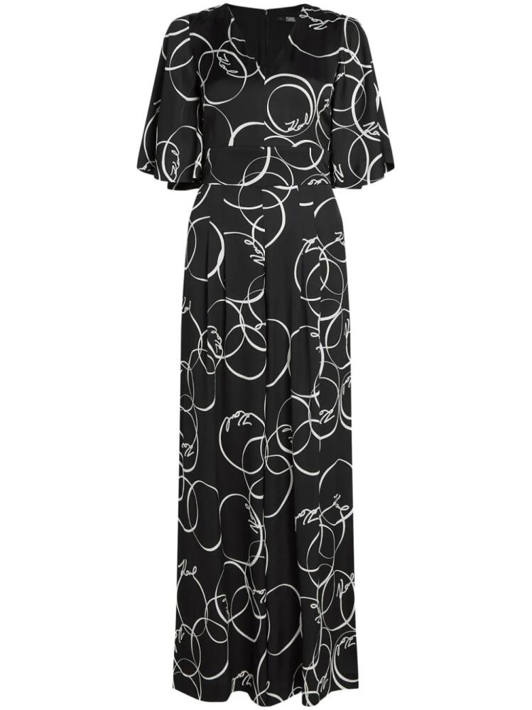 Karl Lagerfeld circle-print wide-leg jumpsuit - Black Cover