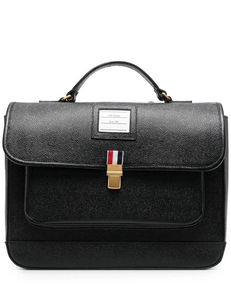 Thom Browne pebble grain leather school backpack - Black Cover