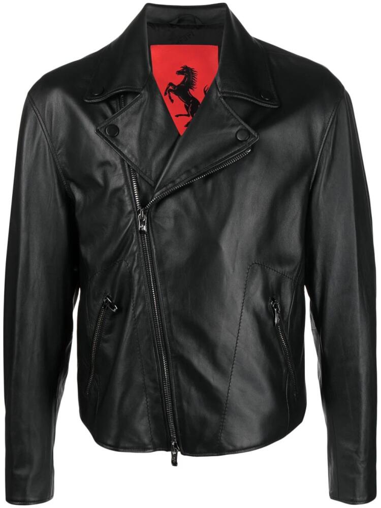 Ferrari leather biker jacket - Black Cover