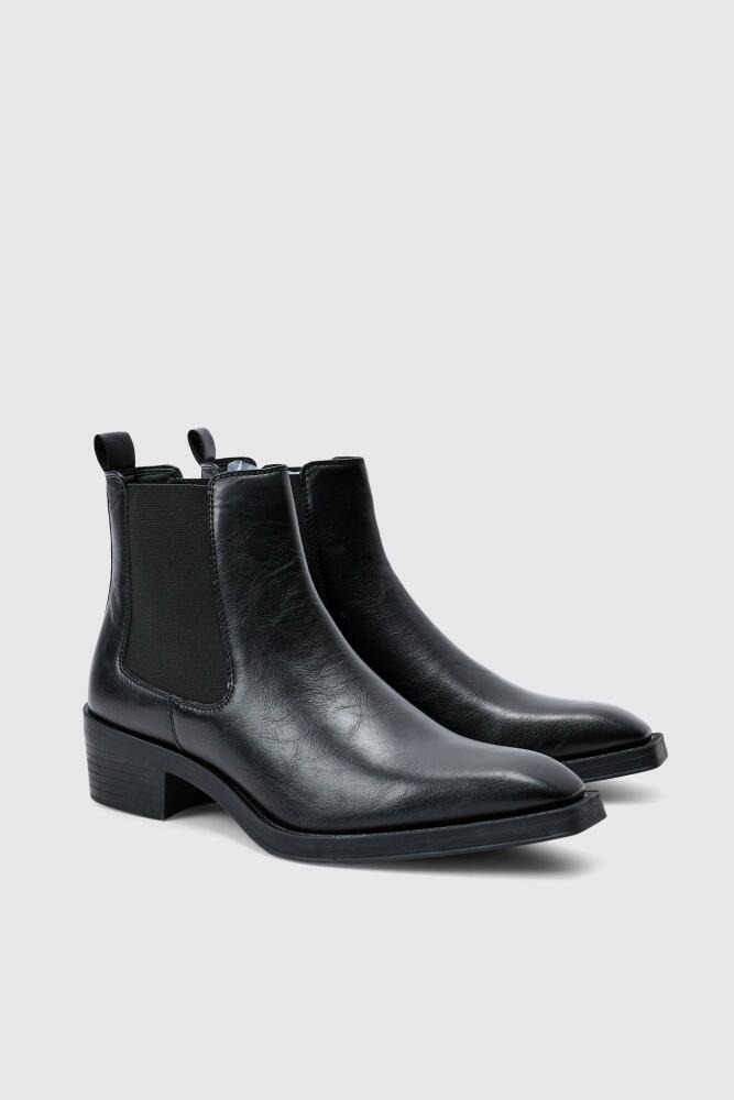 boohoo Mens Western Style Chelsea Boots - Black Cover