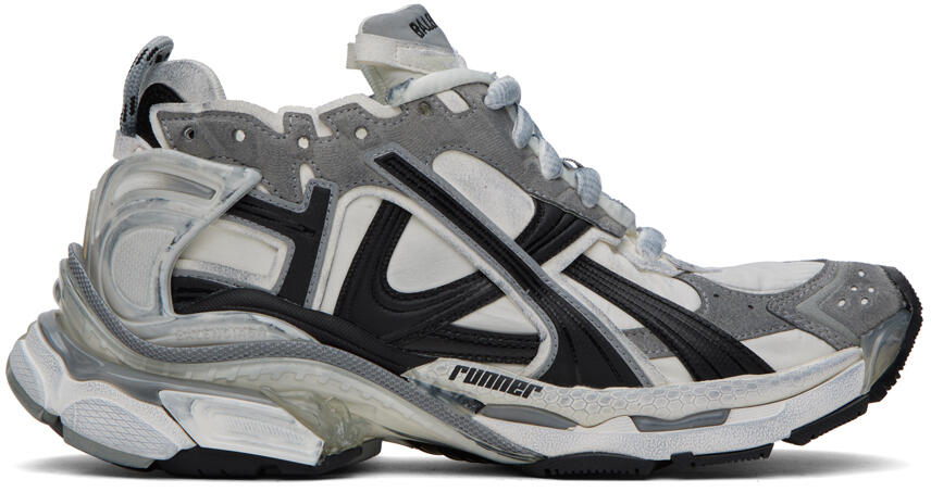 Balenciaga Gray & White Runner Sneakers Cover