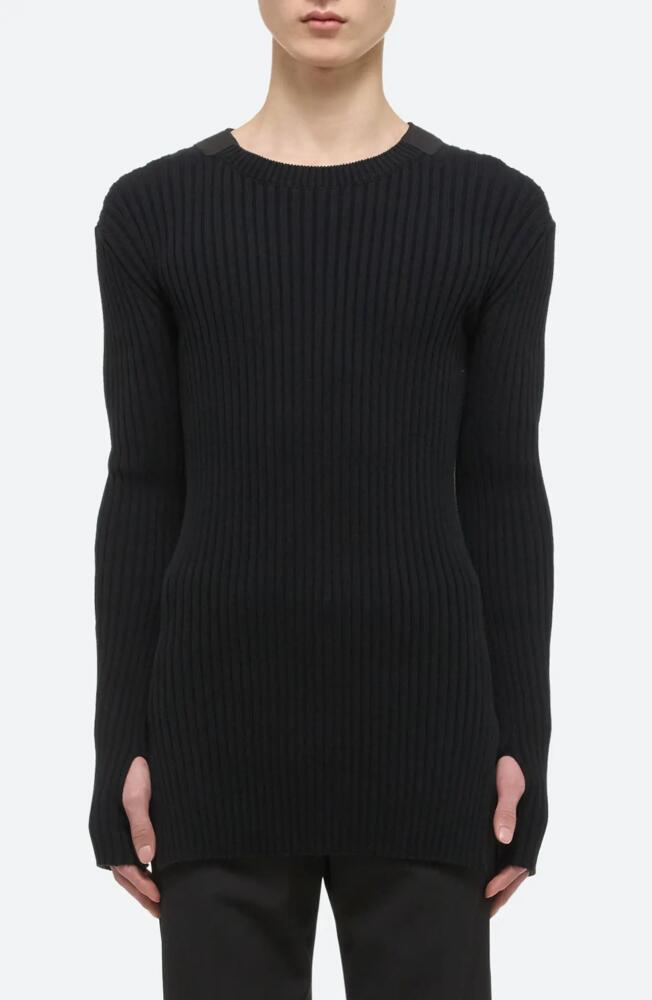 Helmut Lang Cutout Sleeve Organic Cotton Rib Sweater in Black Cover