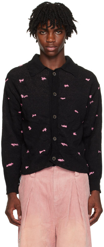 ADER error Black & Pink Graphic Cardigan Cover