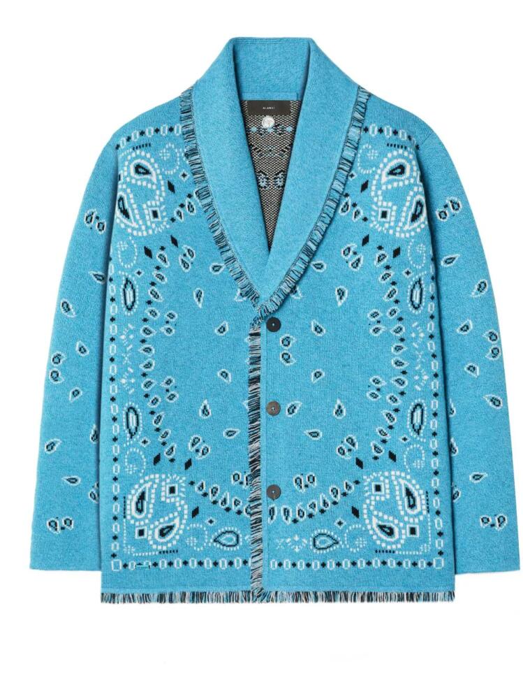 Alanui Bandana Jacquard fringed cardigan - Blue Cover