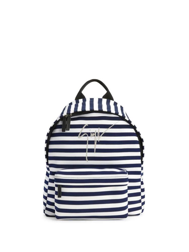 Giuseppe Zanotti logo stripe-print backpack - White Cover