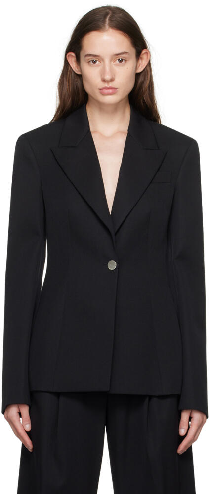 The Attico Black Peaked Lapel Blazer Cover