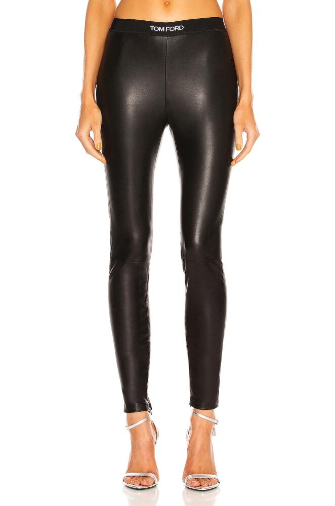 TOM FORD Leather Logo Waist Legging in Black Cover