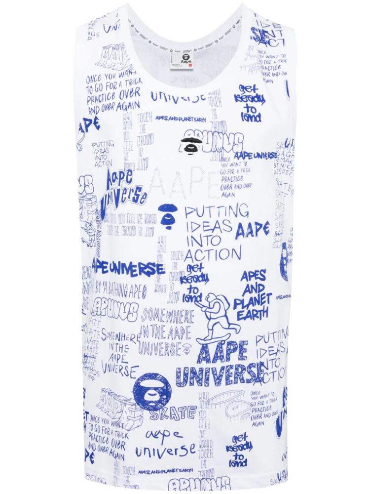 AAPE BY *A BATHING APE® sketch-print cotton tank top - White Cover