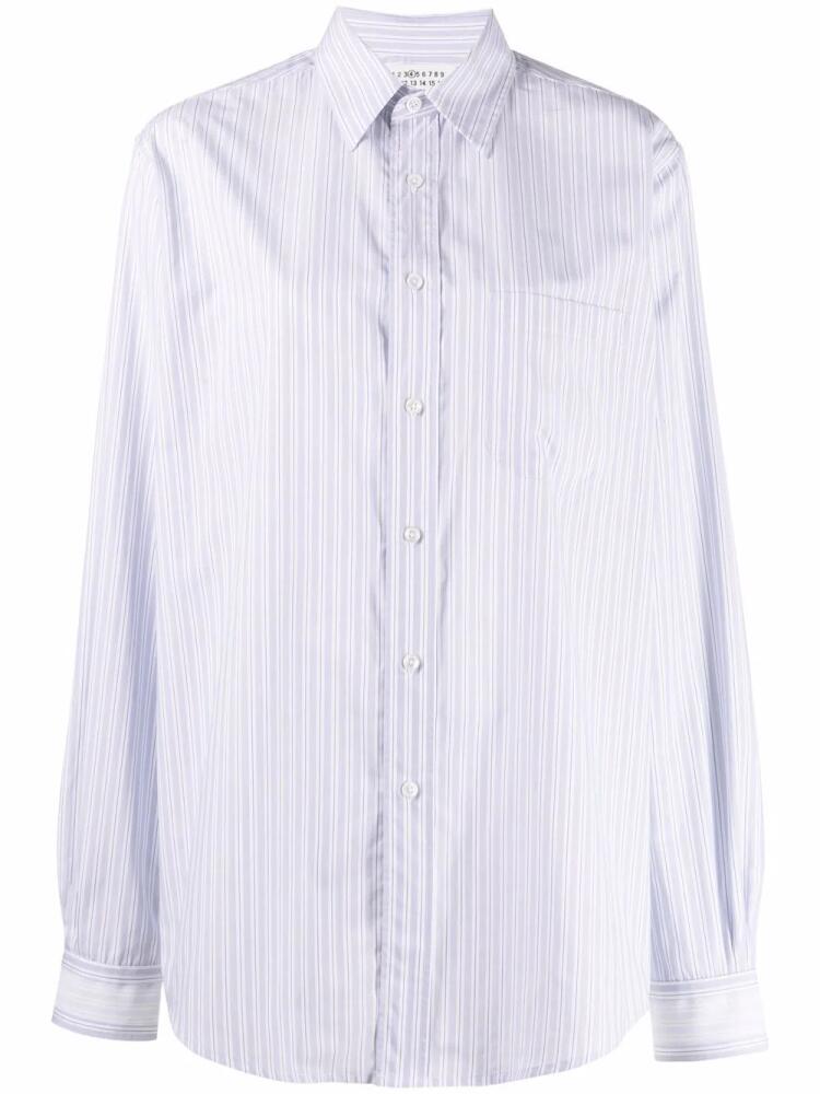 Maison Margiela stripe-print pointed-collar shirt - Blue Cover