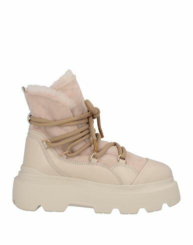 Inuikii Woman Ankle boots Beige Soft Leather, Shearling Cover