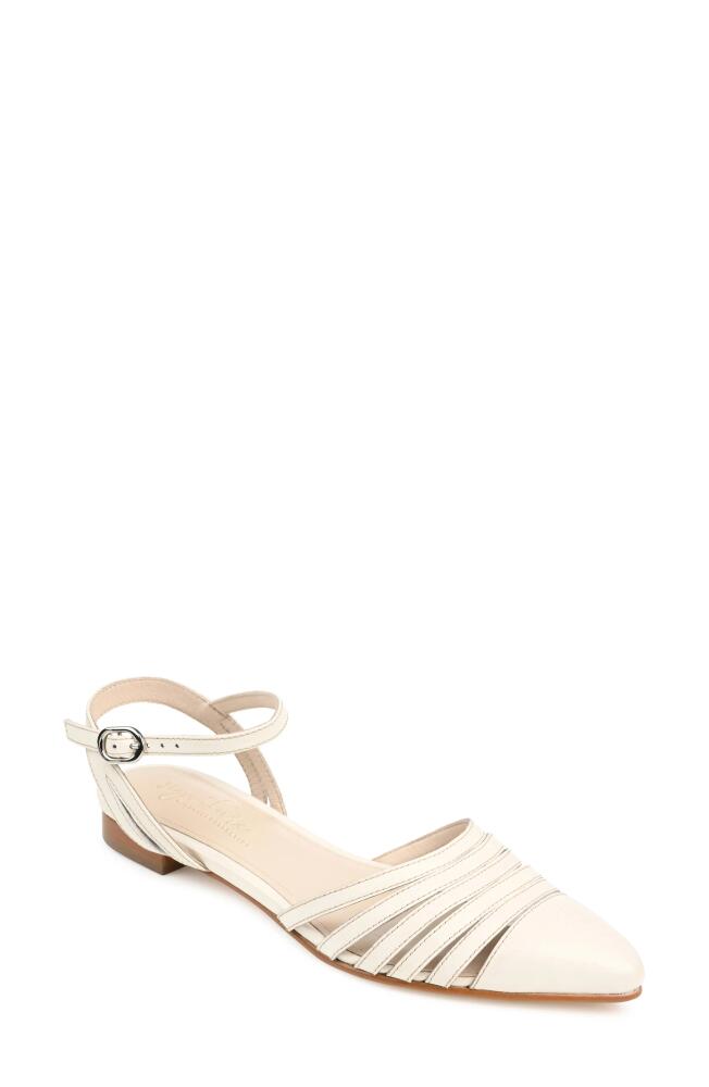 Journee Signature Dexie Strappy Pointed Toe Flat in Off White Cover