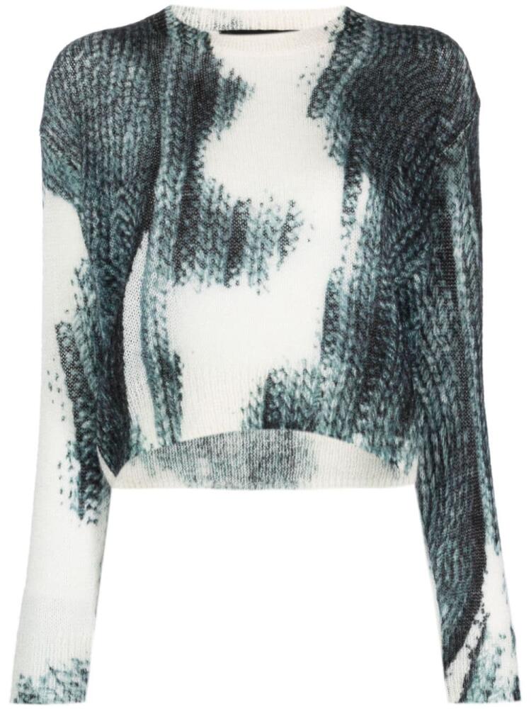 John Richmond abstract-pattern ribbed-knit jumper - Black Cover