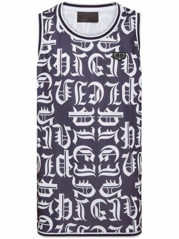 Philipp Plein all-over logo-print tank top - Blue Cover