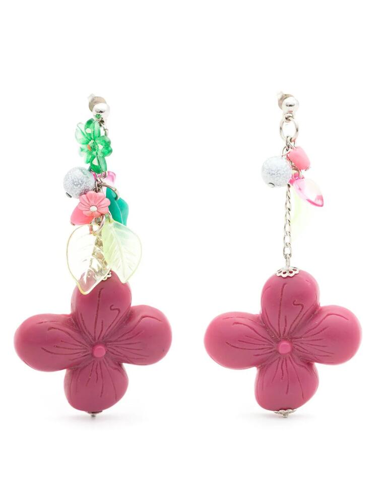 Amir Slama floral-appliqué drop earrings - Purple Cover