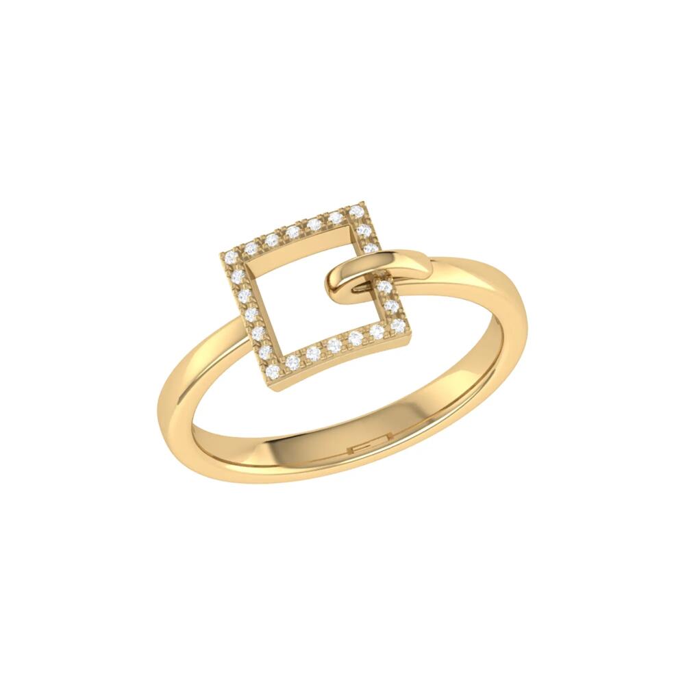 LuvMyJewelry On the Block Square Sterling Silver Diamond Ring in 14Kt Gold Vermeil On Sterling Cover