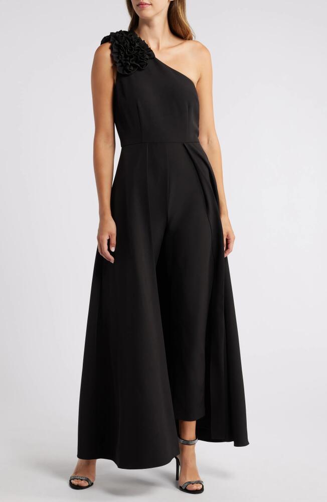 Julia Jordan Ruffle One-Shoulder Maxi Jumpsuit in Black Cover