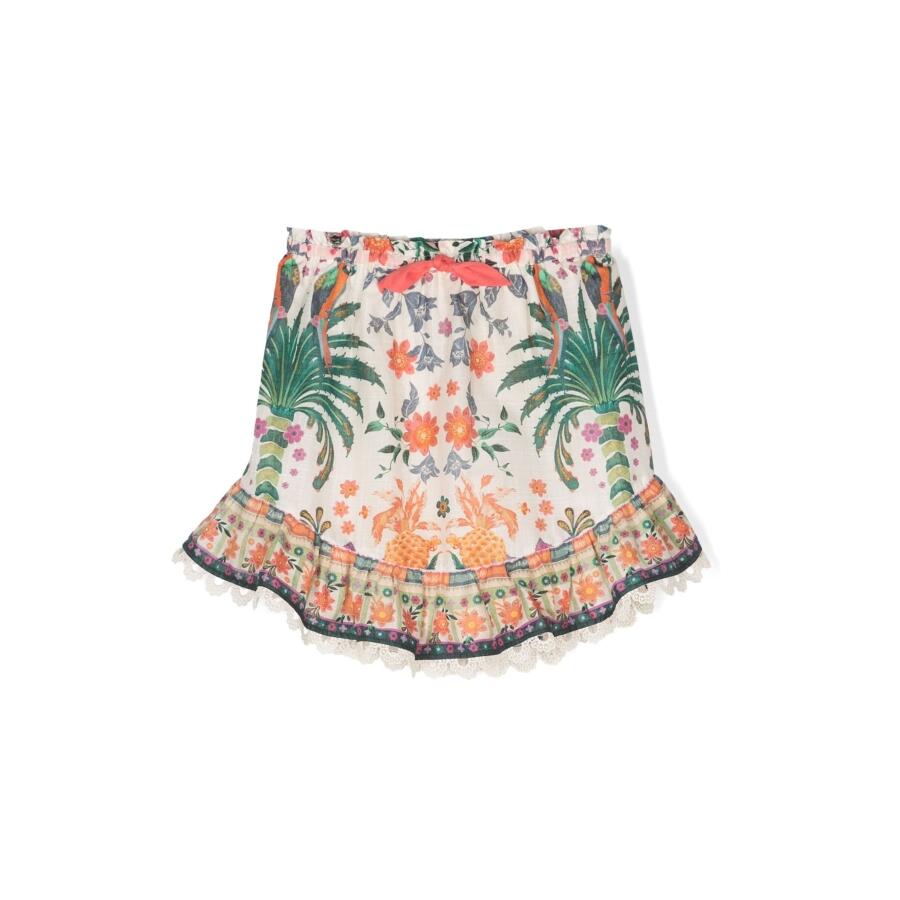 Zimmermann Cream Tropical Tropical-Print Cotton Skirt Cover