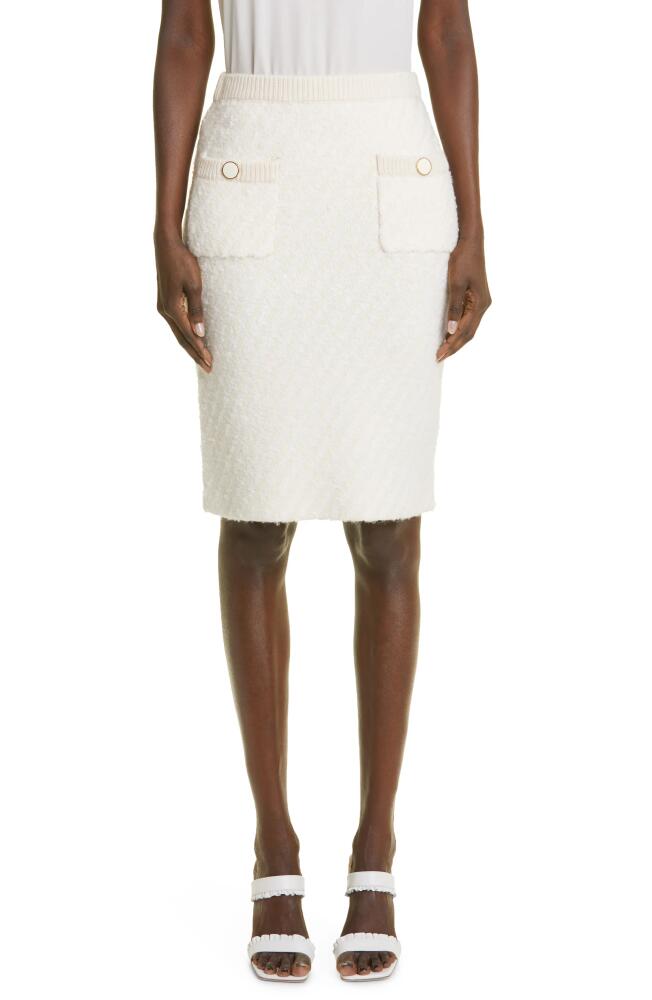 St. John Collection Bouclé Twill Knit Skirt in Ecru Cover