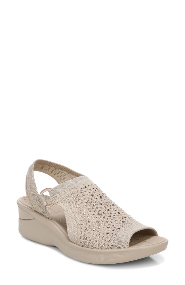 BZees Star Bright Knit Wedge Sandal in Champagne Engineered Knit Cover