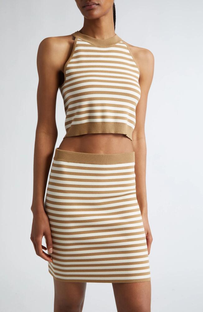 Max Mara Tenna Stripe Sleeveless Crop Sweater in Honey Cover