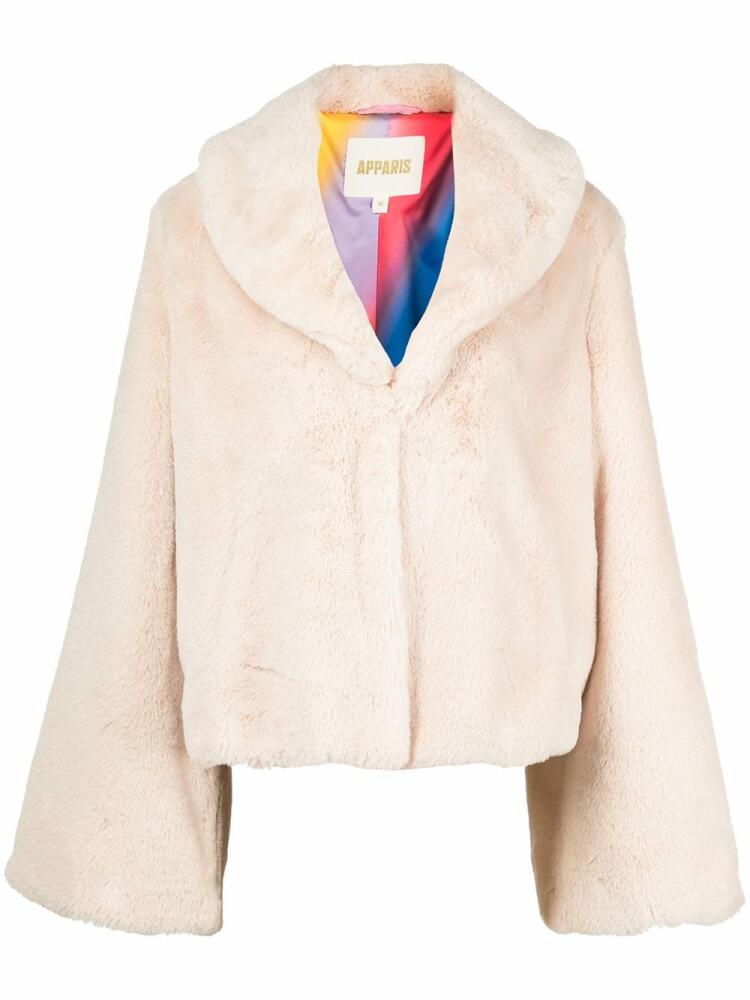 Apparis Fiona shawl-lapel faux-fur coat - Pink Cover