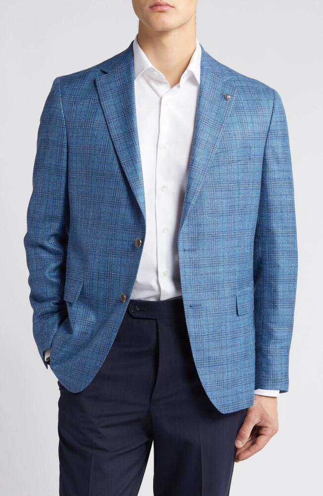 Jack Victor Midland Contemporary Fit Plaid Wool Blend Blazer in Mid Blue Cover