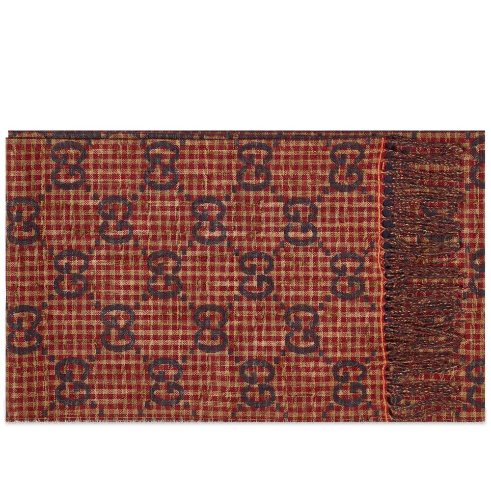 Gucci Men's GG Poule Scarf in Red/Ivory Cover