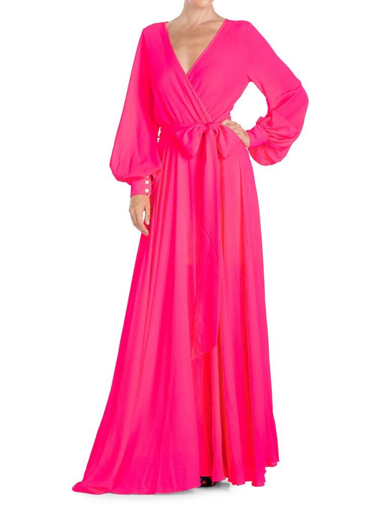 MEGHAN LA Women's LilyPad Wrap Maxi Dress - Neon Pink Cover