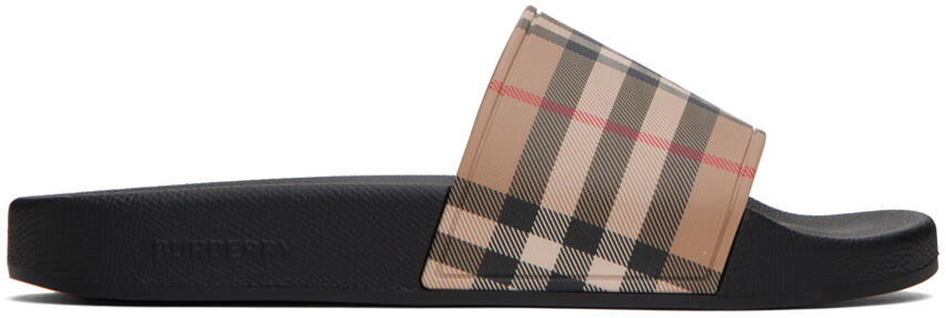 Burberry Beige & Black Check Slides Cover