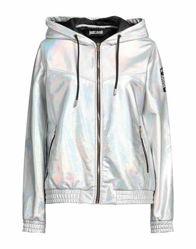 Just Cavalli Woman Sweatshirt Silver Cotton, Polyester Cover