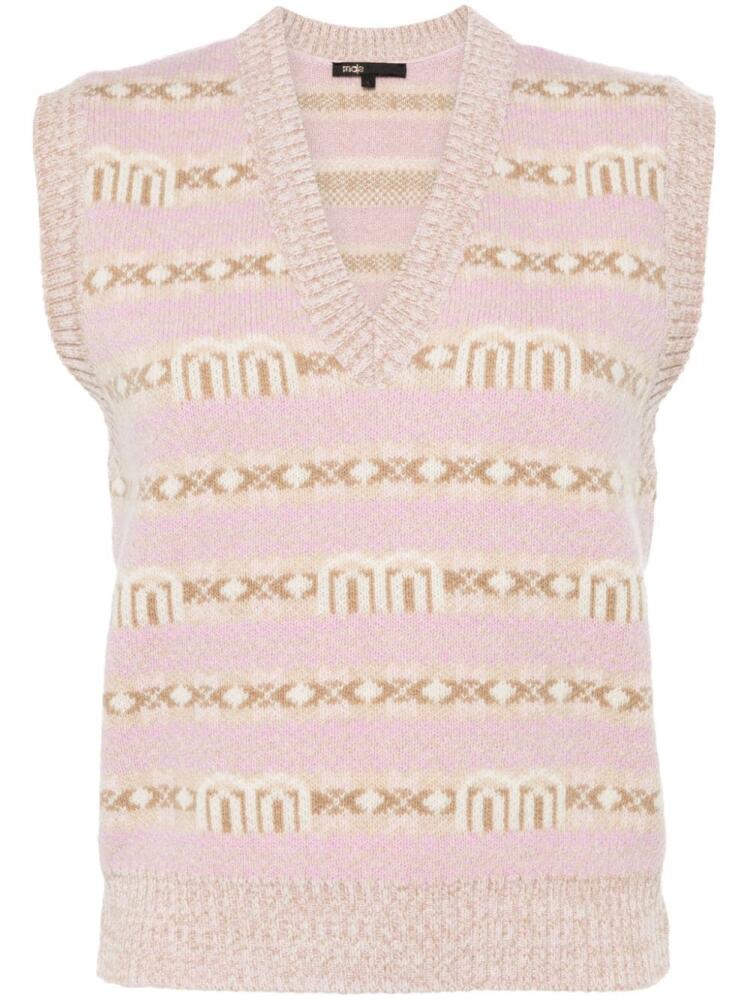 Maje sleeveless jacquard sweater - Pink Cover