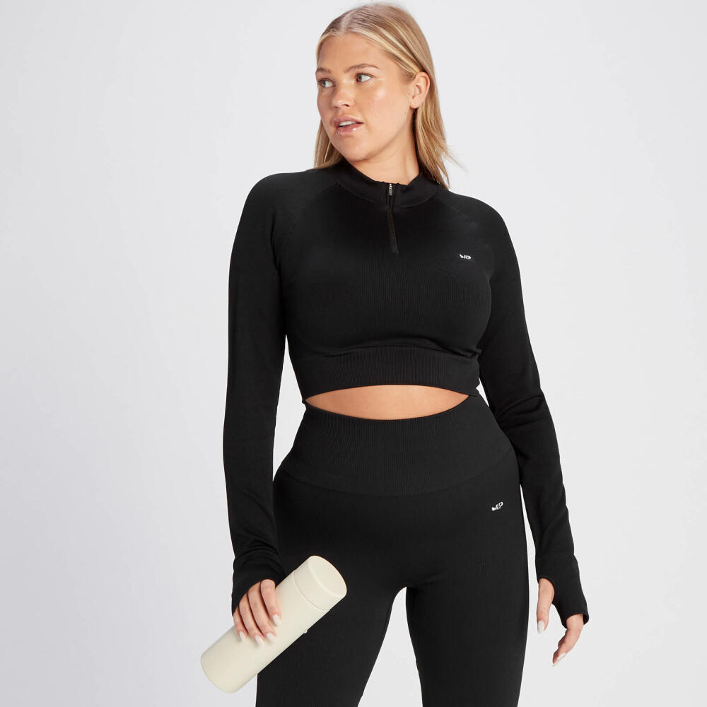 MP Women's Tempo Rib Seamless Crop 1/4 Zip - Black Cover